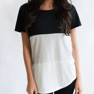 JunJey Boutique Colorblock Striped Tee